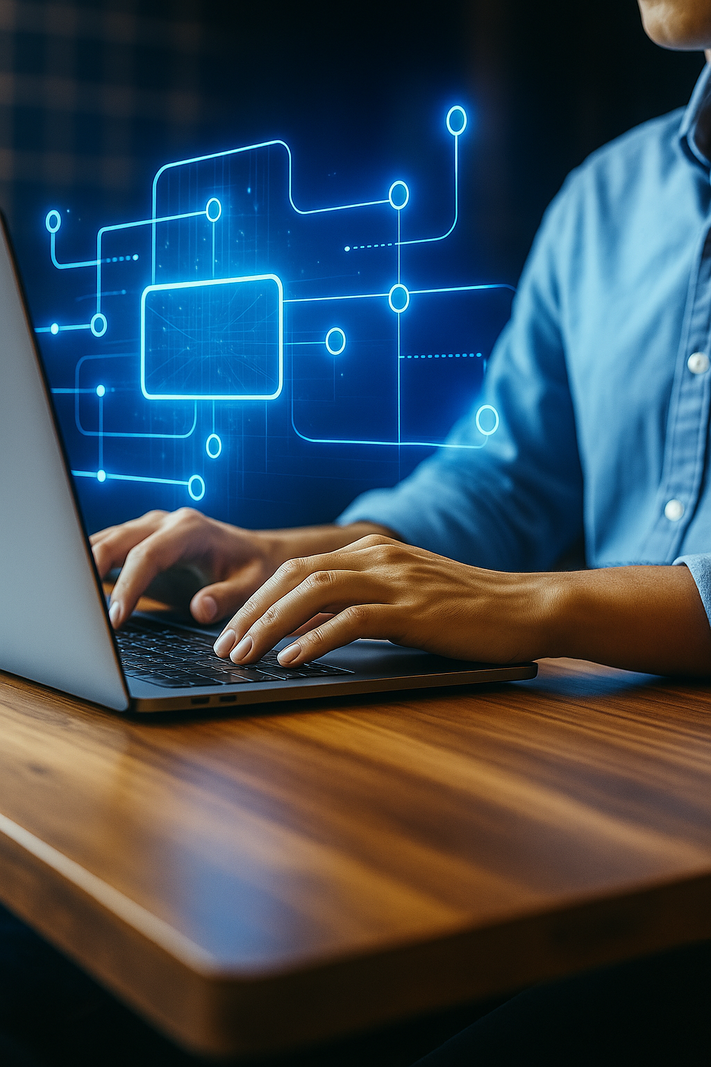 Imagen de un sujeto en un teclado